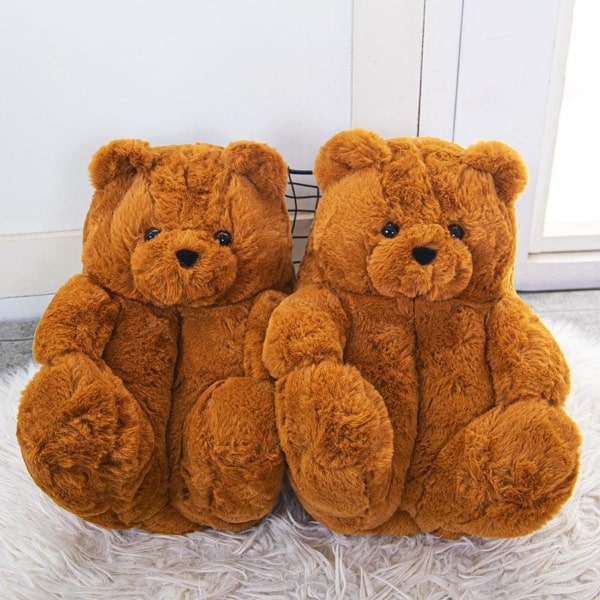 Comfy Teddy Bear Plush Slippers