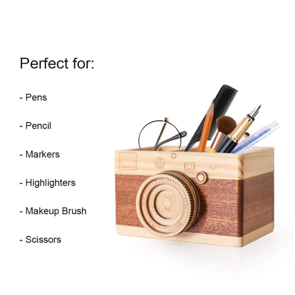 Creative Camera Wooden Pencil Stand