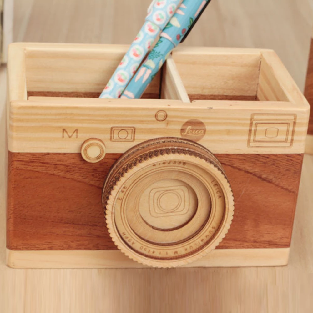 Creative Camera Wooden Pencil Stand