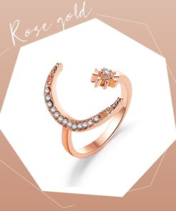 Crescent Moon Starry Ring