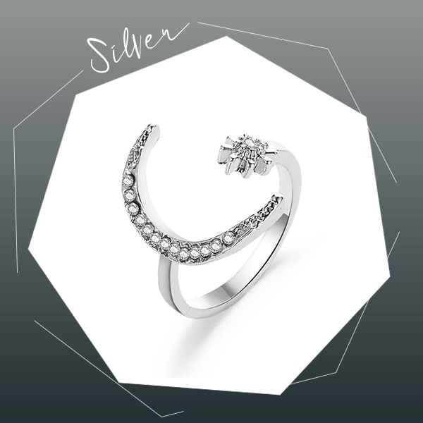 Crescent Moon Starry Ring