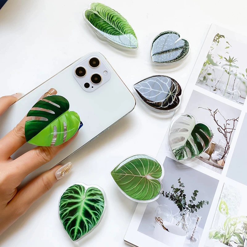 Cute Green Leaves Smartphone Holder