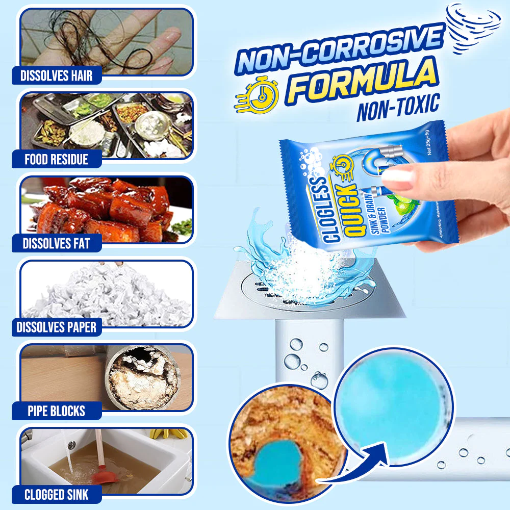 GFOUK Clogless Quick Sink and Drain Powder