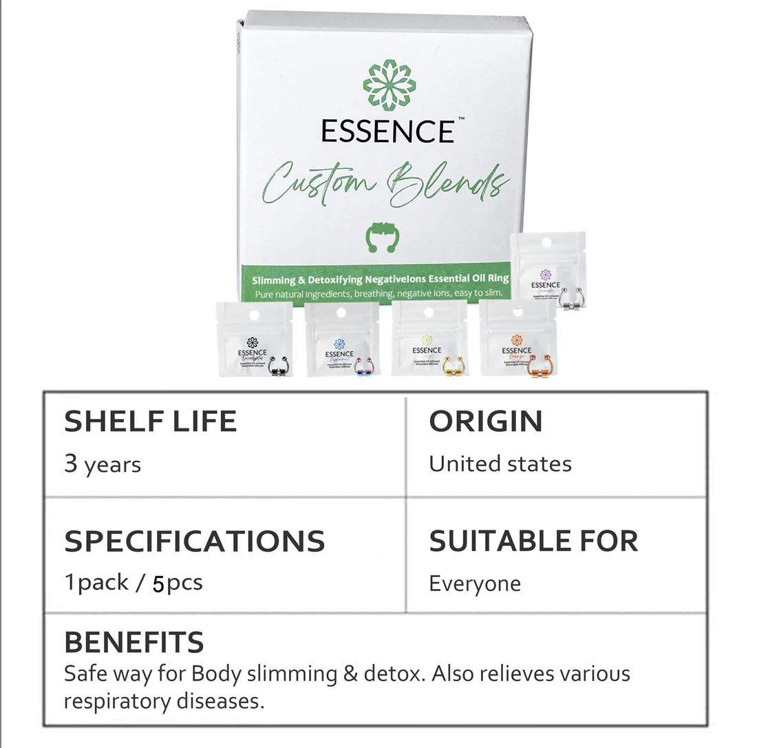 New ESSENCE Slimming & Detoxifying Negative Ions Essential Oil Ring