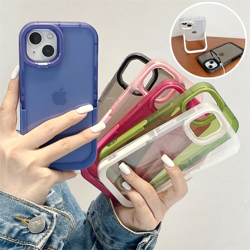 Double Stand Transparent TPU iPhone Case