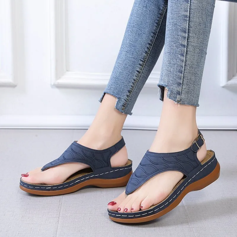 Embroidery Comfy Slipper Orthopedic Wedge Sandals