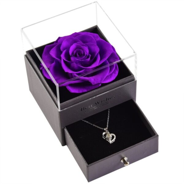 Rose Jewelry Box with Necklace