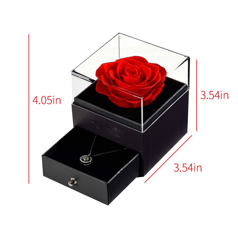 Rose Jewelry Box with Necklace