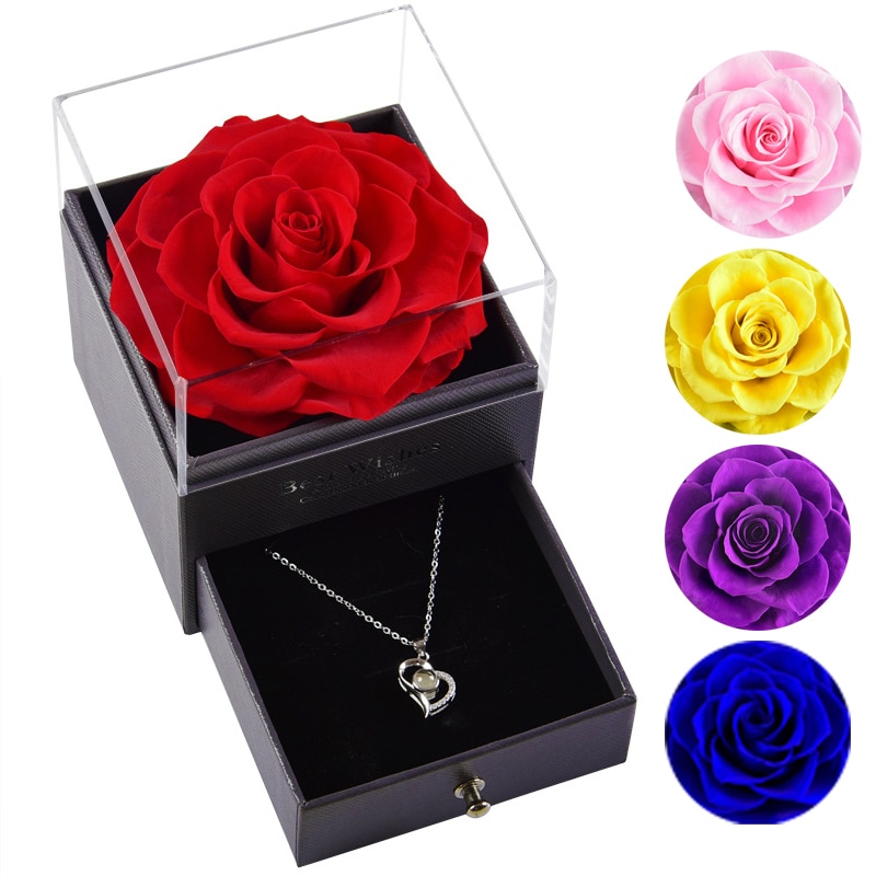 Rose Jewelry Box with Necklace