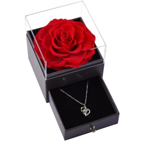 Rose Jewelry Box with Necklace