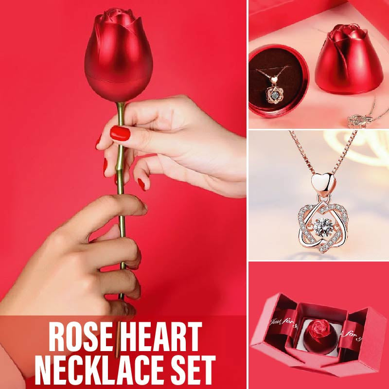 Eternal Rose Heart Necklace Set