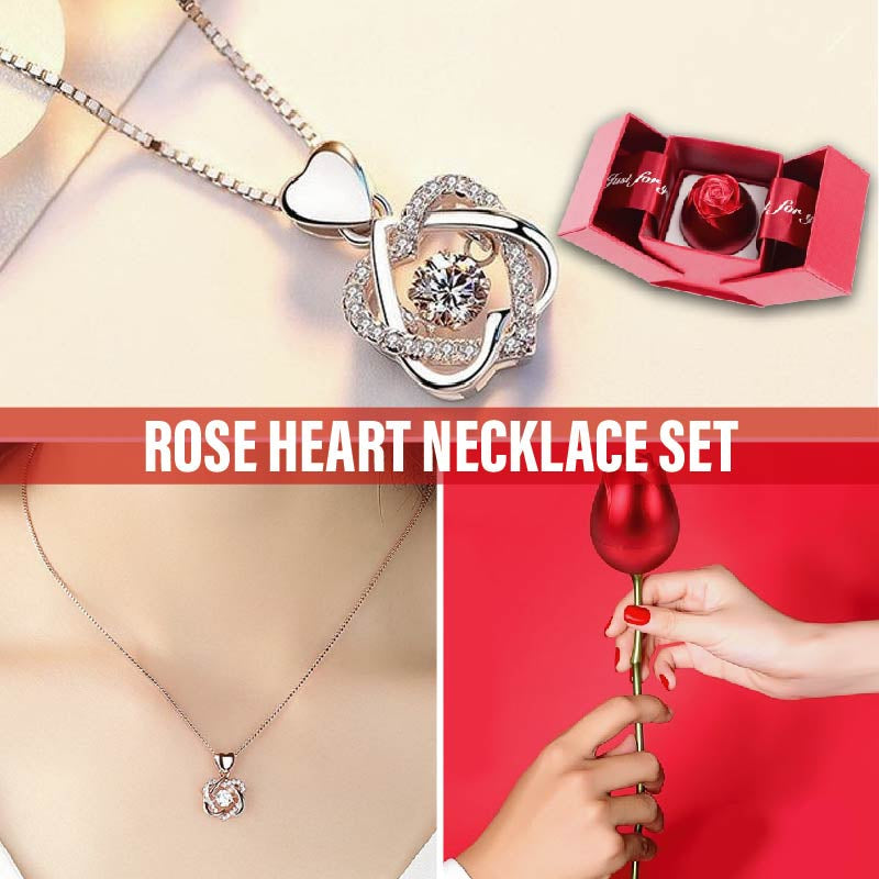 Eternal Rose Heart Necklace Set