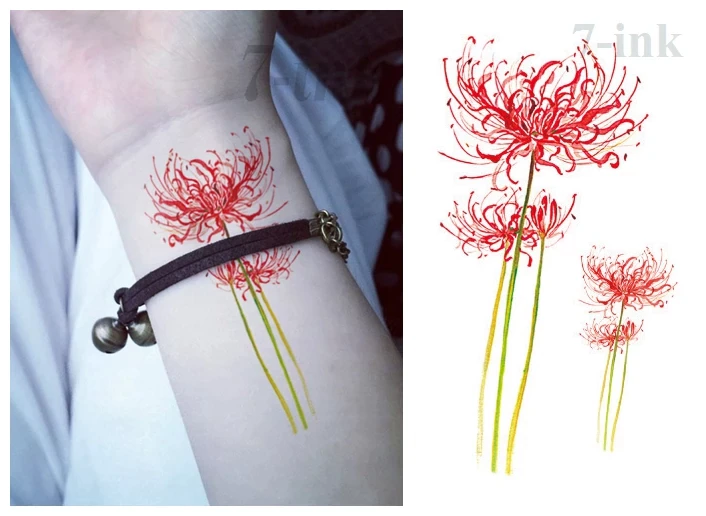 Fake Flower Red Spider Lily Tattoo