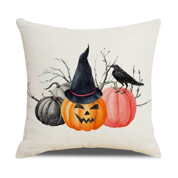 Halloween Pumpkin and Witch Printed Pillow Cases