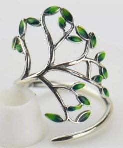 Green Branches Leaves Adjustable Ring