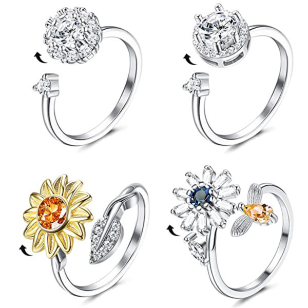 Elegant Sunflower Sunshine Rotating Ring