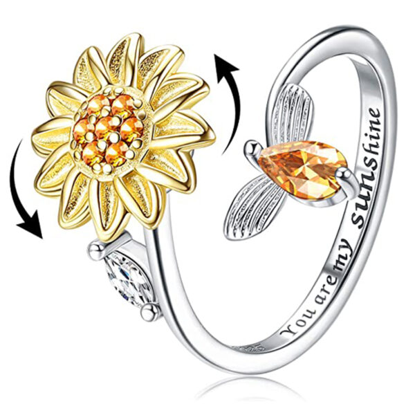 Elegant Sunflower Sunshine Rotating Ring