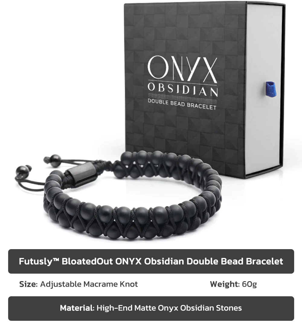 Futusly BloatedOut ONYX Obsidian Double Bead Bracelet