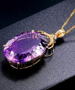 Amethyst Oval Crystal Gemstone Necklace