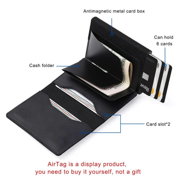 Genuine Leather Airtag Card Holder