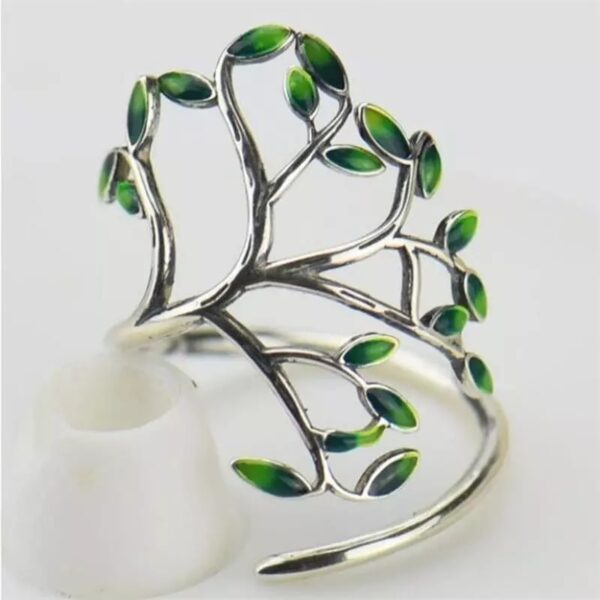 Green Branches Leaves Adjustable Ring