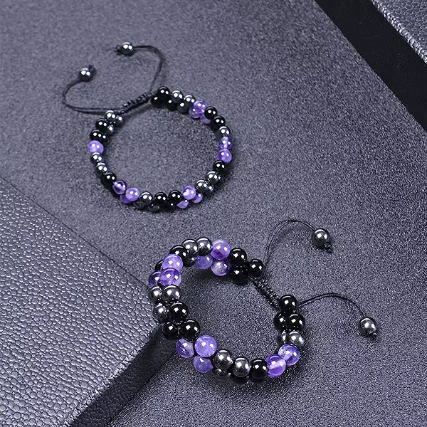 Metaphy DoubleAmethyst Beaded Bracelet