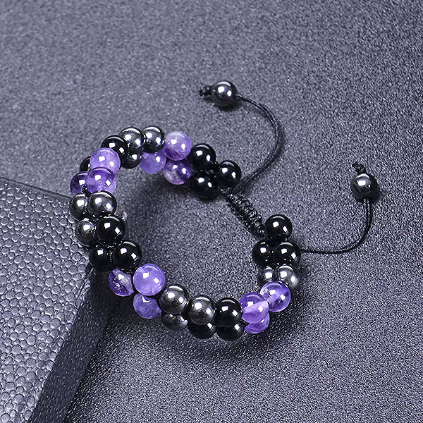 Metaphy DoubleAmethyst Beaded Bracelet