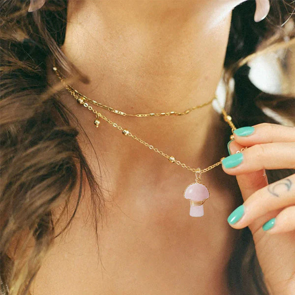 LOVICA Clair RoseQuartz Mushroom Necklace