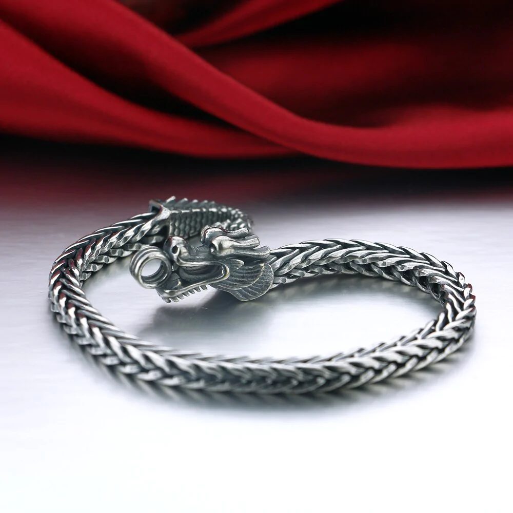 Sterling Silver Handmade Dragon Chain Bracelet