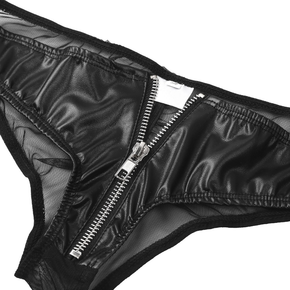 Merry See Leather Onden Zipper Sexy Panties