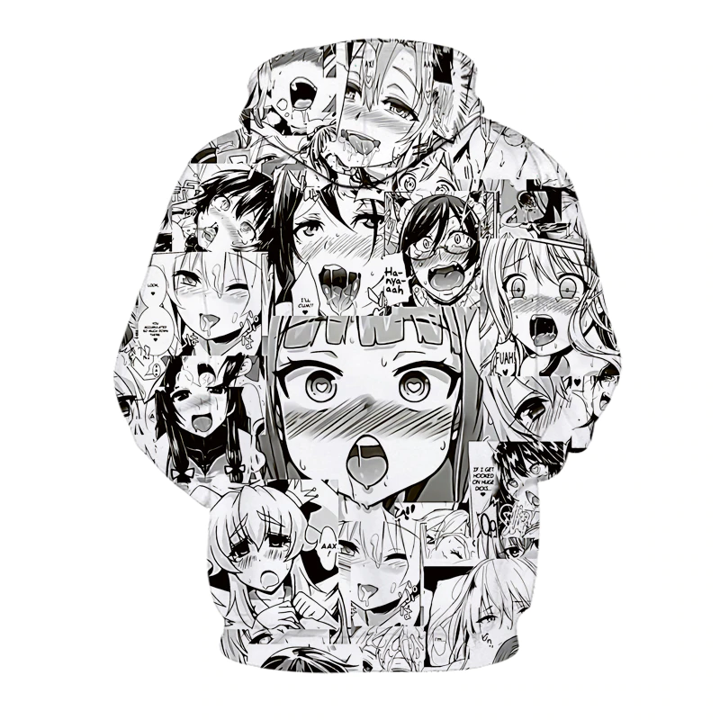 3D Japanese Anime Printed Ahegao Hoodie