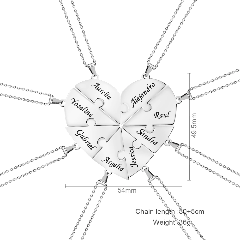 Engraved Heart Puzzle Necklace Set