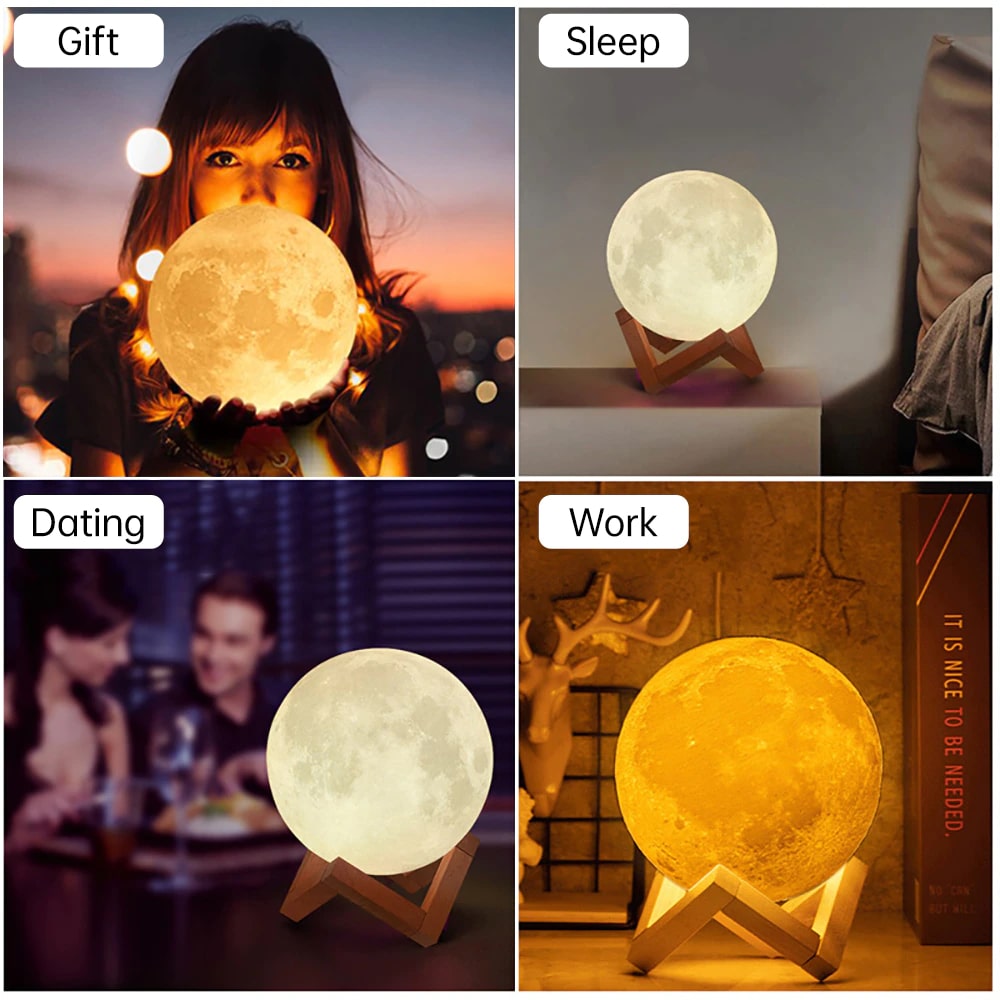 LED 3d Moon Lamp With Stand Starry