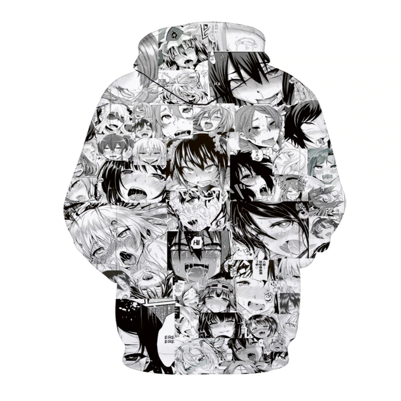 3D Japanese Anime Printed Ahegao Hoodie