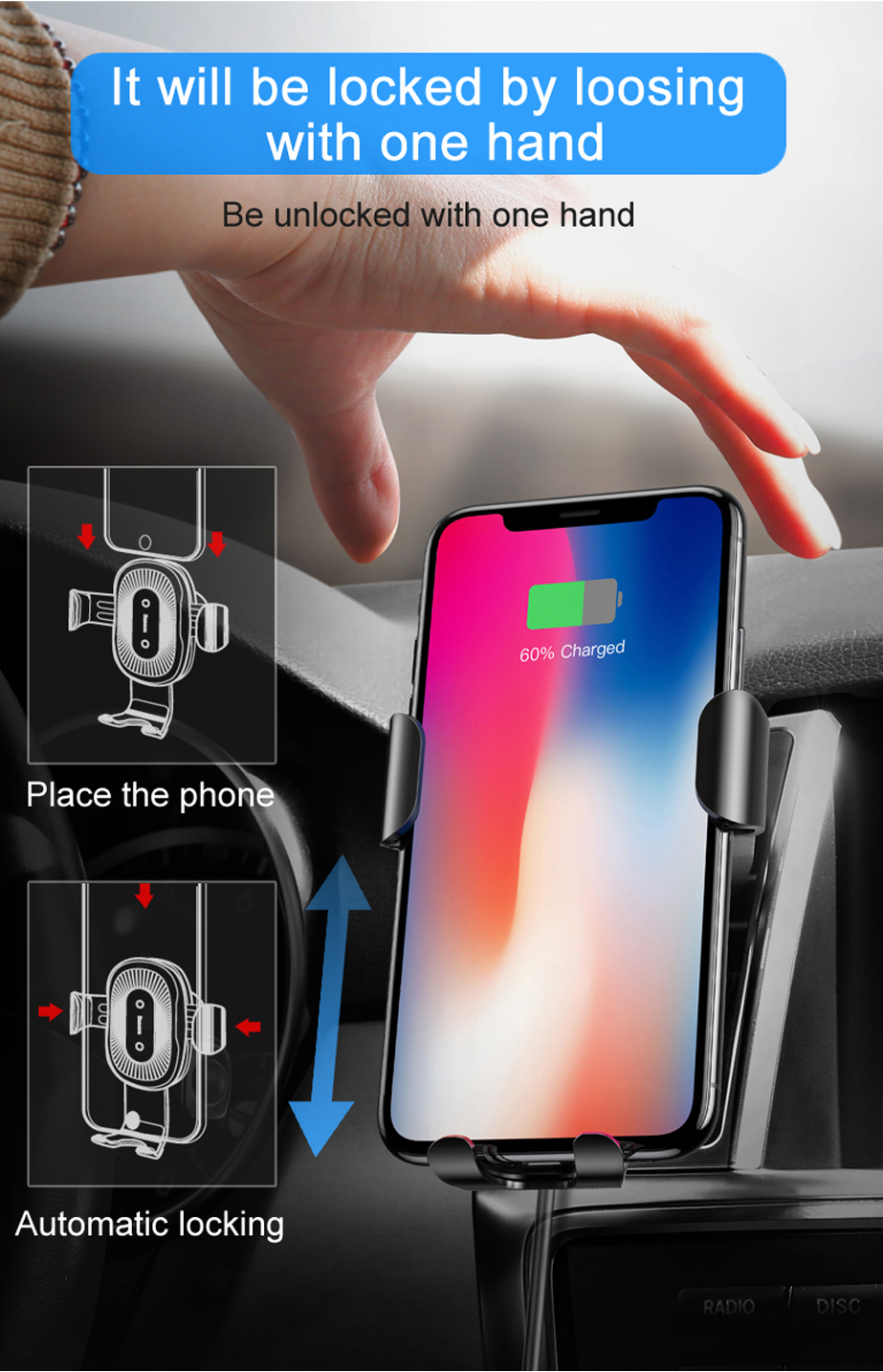 Gravity Wireless Car Charger and Mount