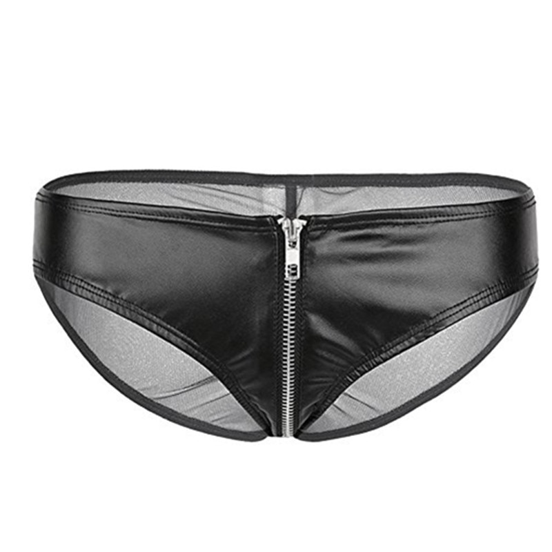 Merry See Leather Onden Zipper Sexy Panties