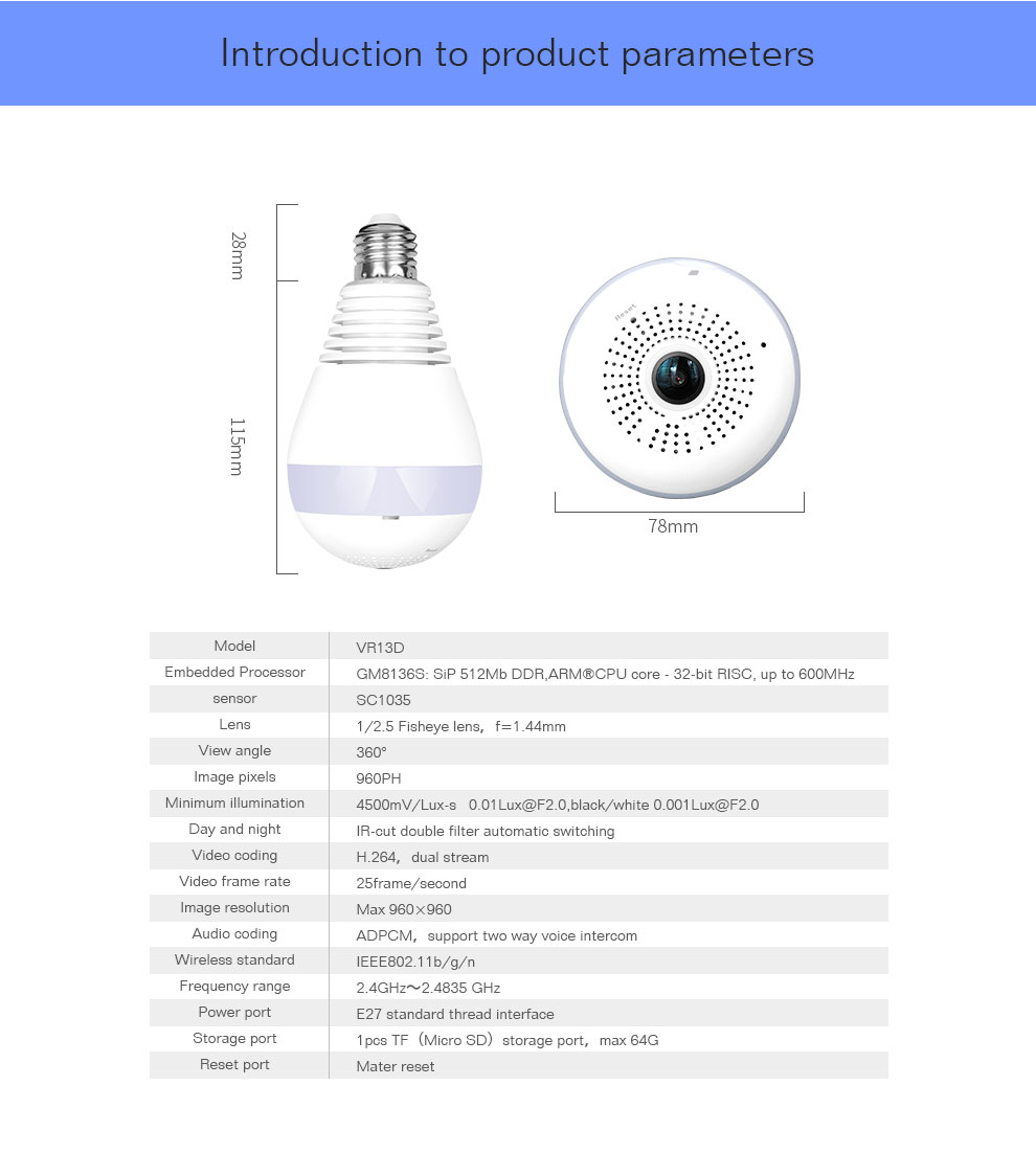 360-Degree Wireless Bulb Camera