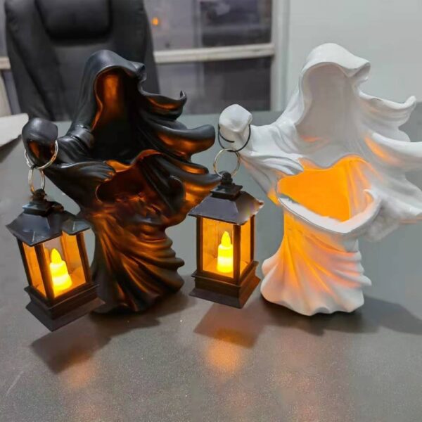 Halloween Ghost Holding Lantern Resin Statue