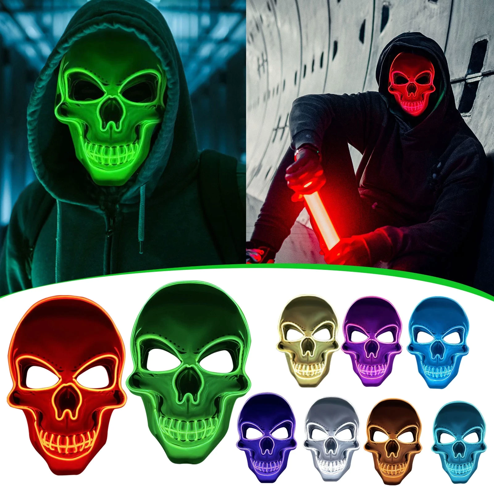 Halloween LED Glowing Skull Mask