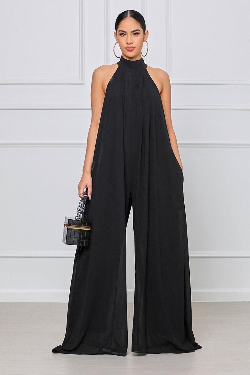 Halter Pleated Jumpsuit