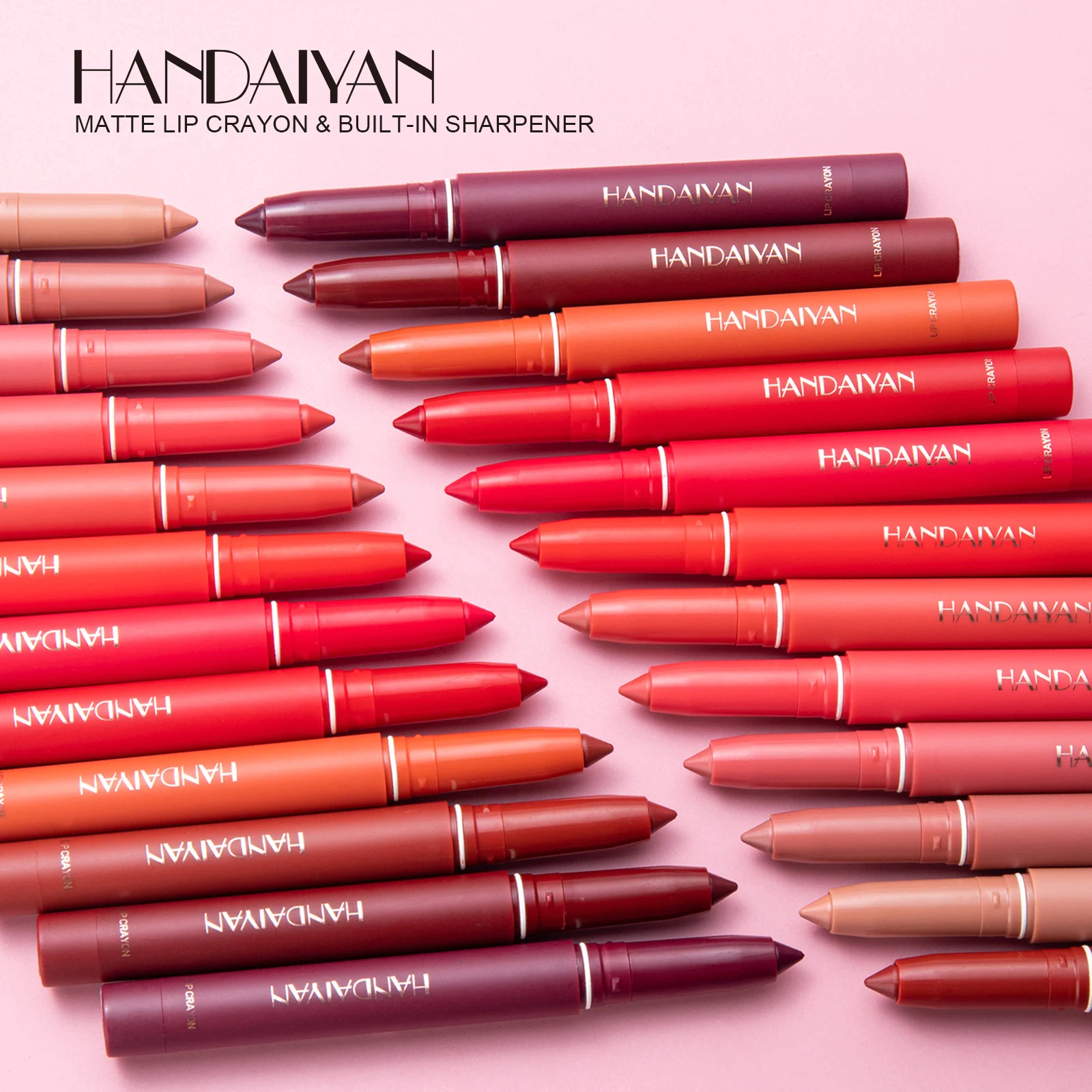 12 Color Handaiyan Rotating Sharpenable Matte Lipstick Pencils