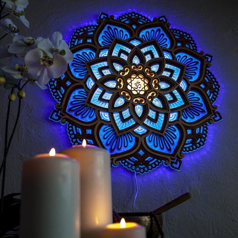 Handmade Wooden Mandala Wall Lamp