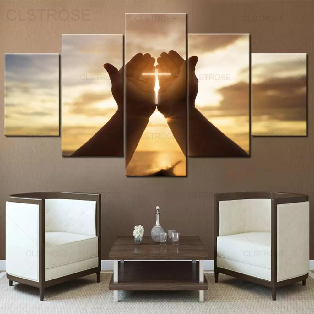 Hanshop 5 Pieces Wall Crosses Decor Jesus Hands