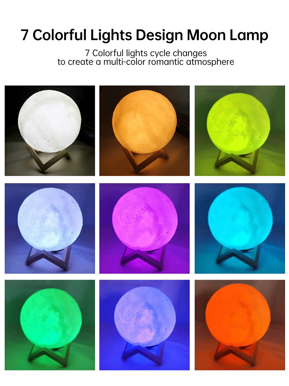 LED 3d Moon Lamp With Stand Starry