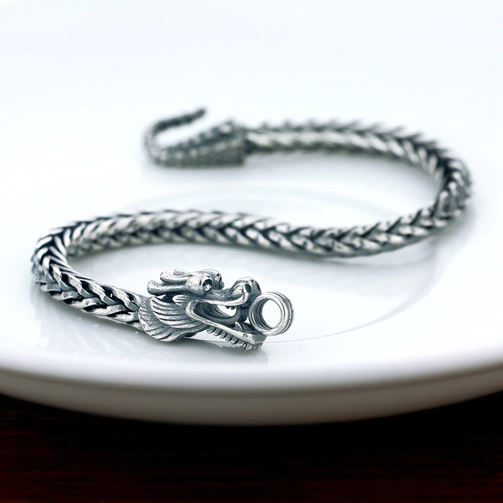 Sterling Silver Handmade Dragon Chain Bracelet