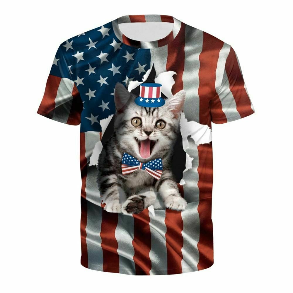 Cat american flag/Kneeling Soldier T-shirt