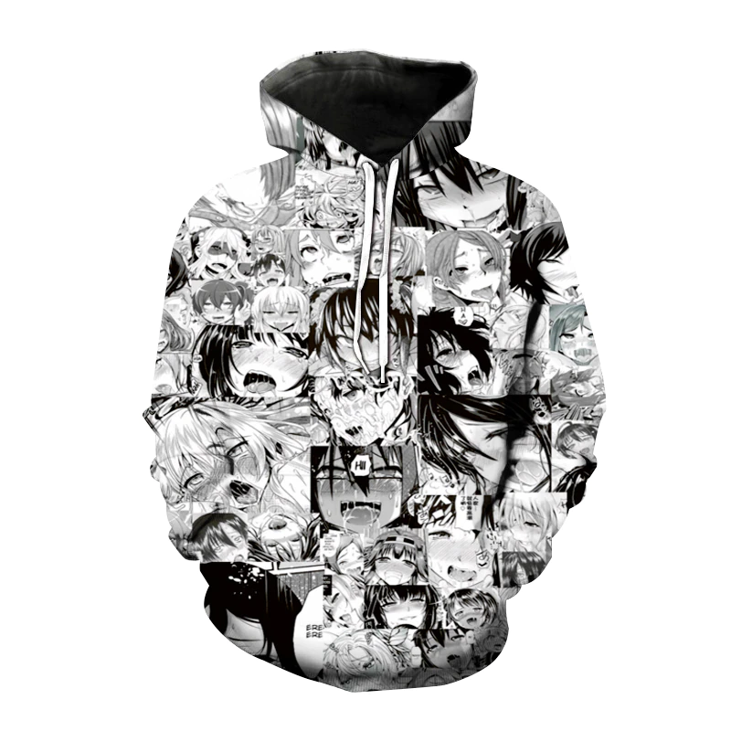 3D Japanese Anime Printed Ahegao Hoodie