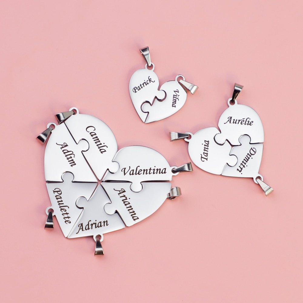 Heart Pendant Puzzle Necklace