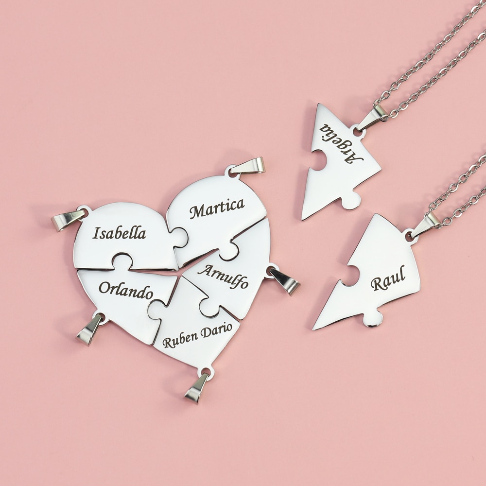 Heart Pendant Puzzle Necklace