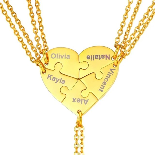 Heart Pendant Puzzle Necklace